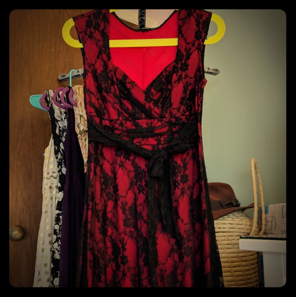 Red and black party dress